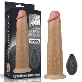 LoveToy Dual Layered Platinum Silicone Rotator 8.0" Flesh