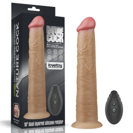 LoveToy Dual Layered Platinum Silicone Rotator 10" Flesh