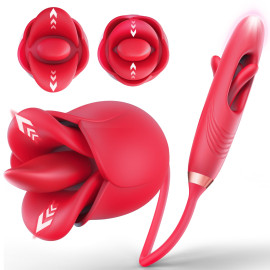 SuperLove 4in1 Flapping & Licking Mouth Vibrator Red
