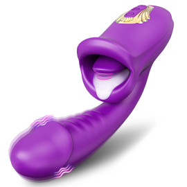 SuperLove Cum with Me Dual Vibrator with Tongue Purple